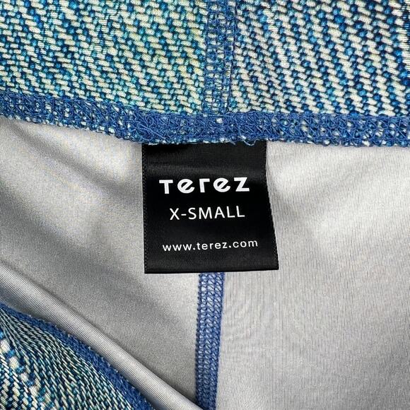 TEREZ Floral Embroidery Denim Print Leggings Womens XS Pull On Low Rise Ankle - Picture 10 of 14